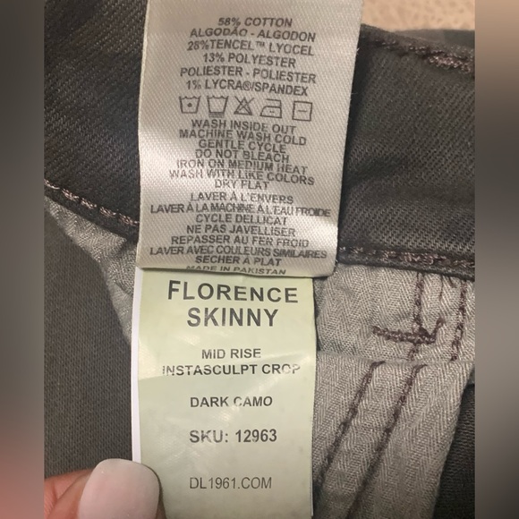 DL1961 Women Green Camo Florence Skinny Mid Rise Instascupt Crop Jeans NEW Sz 24 - Picture 7 of 9